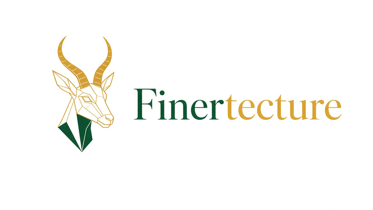 Finertecture logo: springbok and wordmark